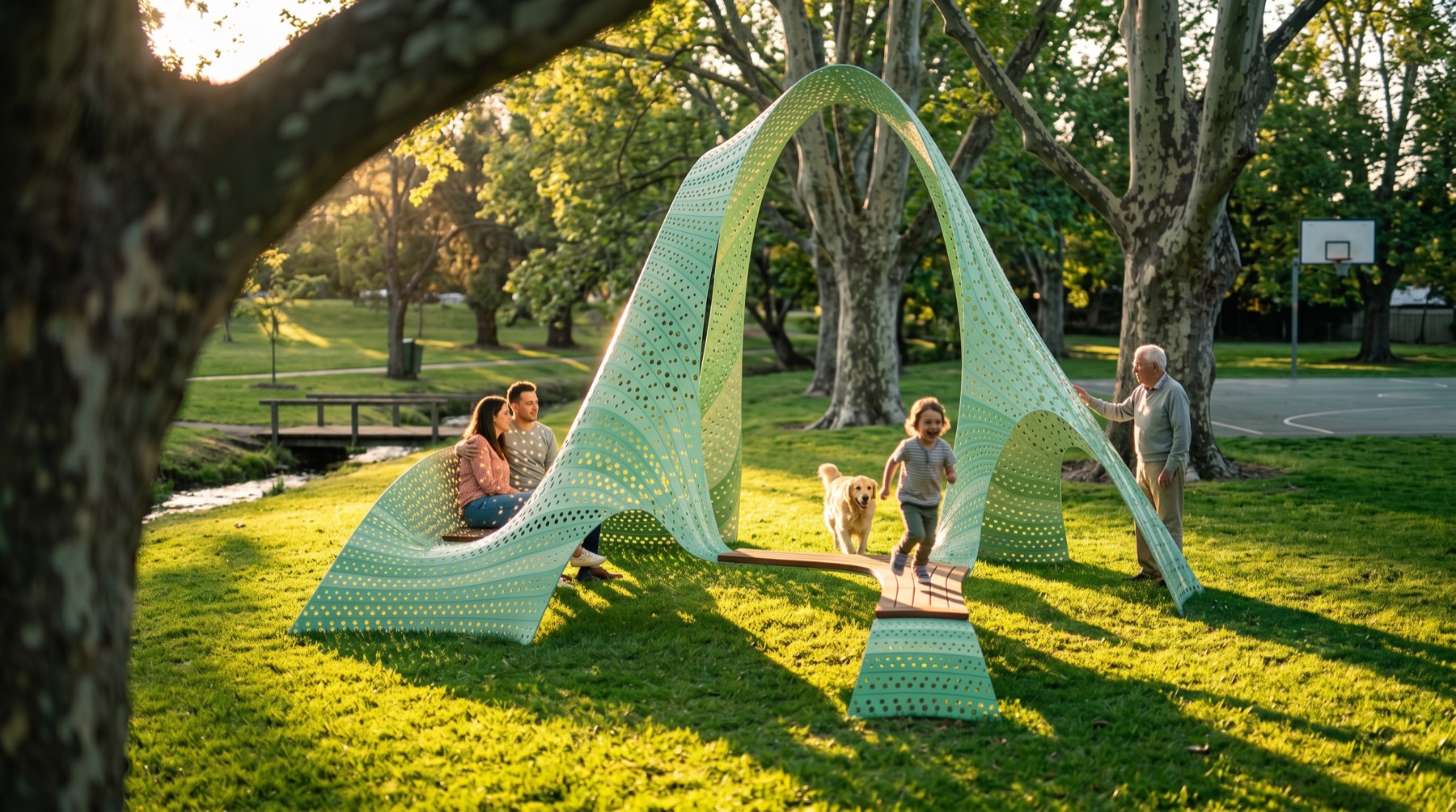 Organic Bench Woven Canopy